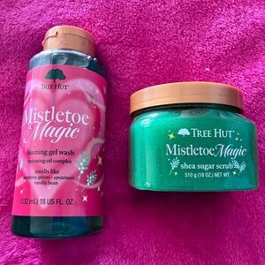 Tree Hut Mistletoe Magic body care foaming gel wash & sugar scrub 18oz set of 2